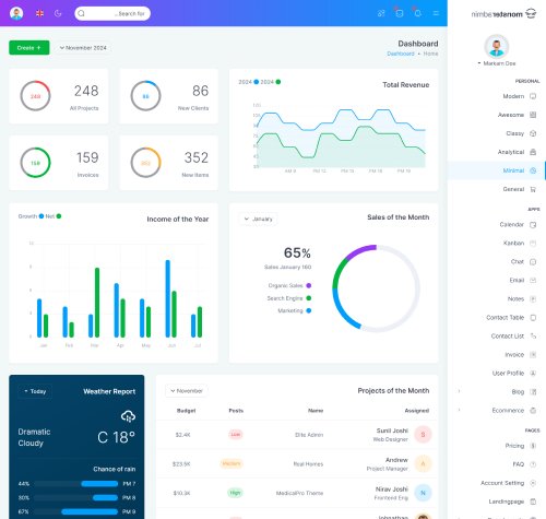 bootstrap admin template for crm