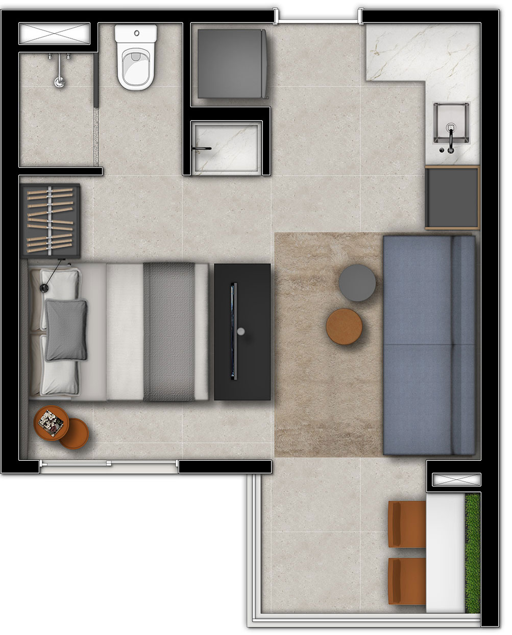 Planta Tipo  - 1 dorm - 27m²